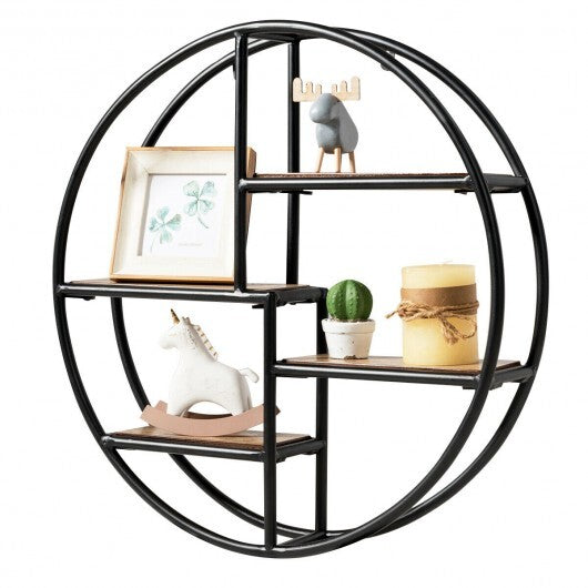 Hanging Storage Shelf Circular Wall-Mounted 4-Tier Rack