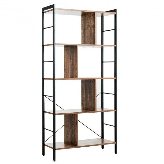 4-Tier Industrial Freestanding Bookshelf with Metal Frame LuxuryLifeWay Online Store