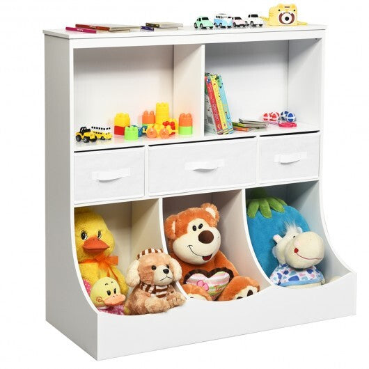 Freestanding Combo Cubby Bin Storage Organizer Unit W/3 Baskets-Gray LuxuryLifeWay Online Store