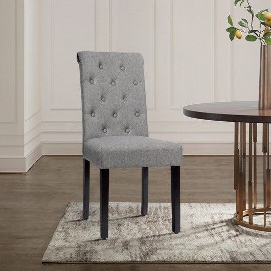 2 Pieces Tufted Dining Chair Set with Adjustable Anti-Slip Foot Pads-Blue and White LuxuryLifeWay Online Store