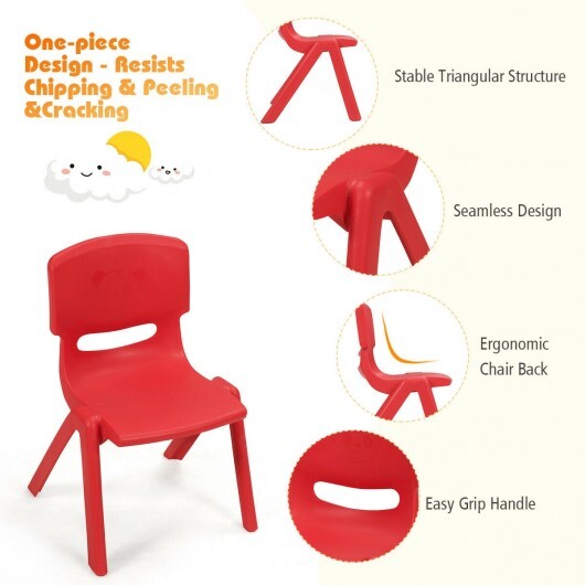 6-pack Kids Plastic Stackable Classroom Chairs-Blue