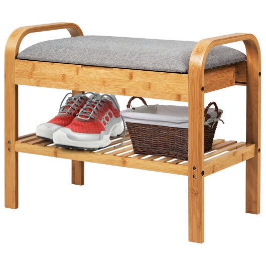 Shoe Rack Bench Bamboo with Storage Shelf-Natural LuxuryLifeWay Online Store