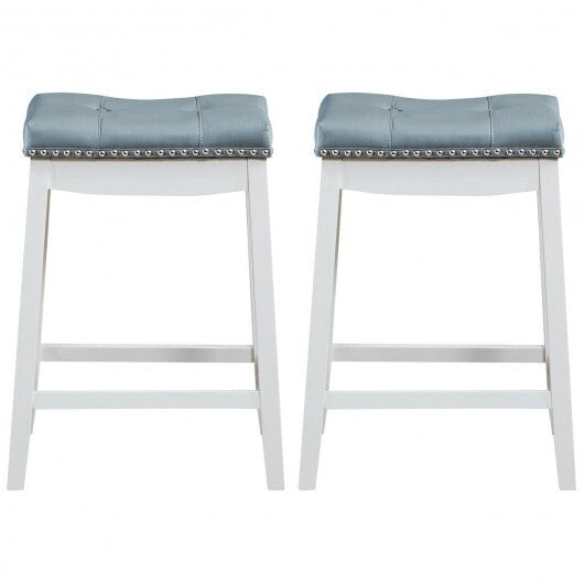 Set of 2 24-Inch Height Backless Counter Stool with Footrest-White LuxuryLifeWay Online Store