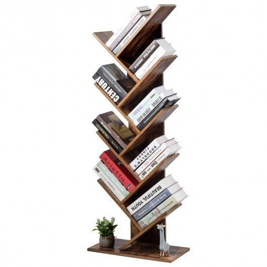 8-Tier Free Standing Tree Bookshelf-Coffee - Color: Coffee LuxuryLifeWay Online Store