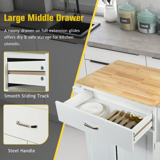 Utility Rolling Storage Cabinet Kitchen Island Cart with Spice Rack-White LuxuryLifeWay Online Store