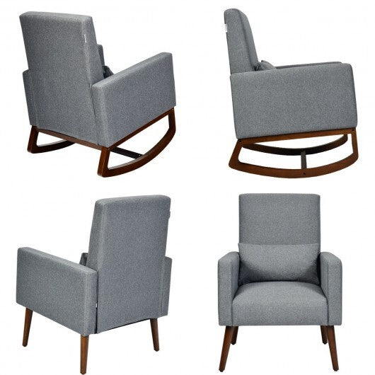 2-in-1 Fabric Upholstered Rocking Chair with Pillow-Beige LuxuryLifeWay Online Store