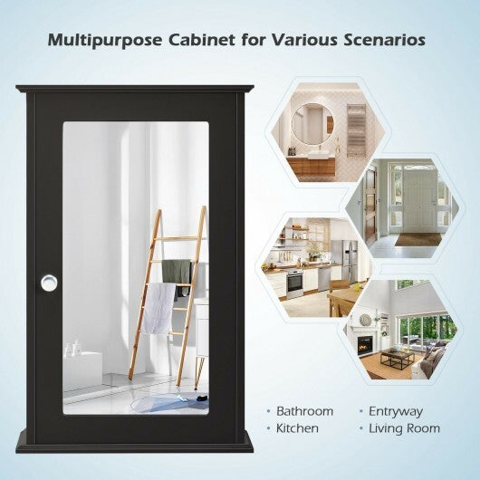 Bathroom Wall Cabinet with Single Mirror Door-Brown - Color: Brown LuxuryLifeWay Online Store