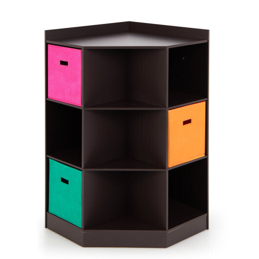 3-Tier Kids Storage Shelf Corner Cabinet with 3 Baskets-Gray LuxuryLifeWay Online Store
