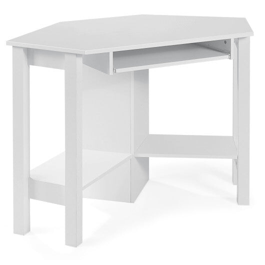 Wooden Study Computer Corner Desk with Drawer-White LuxuryLifeWay Online Store