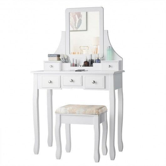 5 Drawers Removable Box Makeup Dressing Vanity Set-White LuxuryLifeWay Online Store