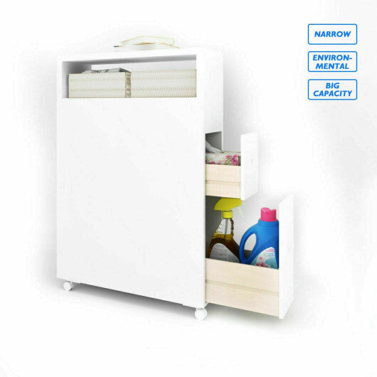 Slim Bathroom Cabinet Wooden Toilet Organizer with Deep Slide Out Drawers LuxuryLifeWay Online Store