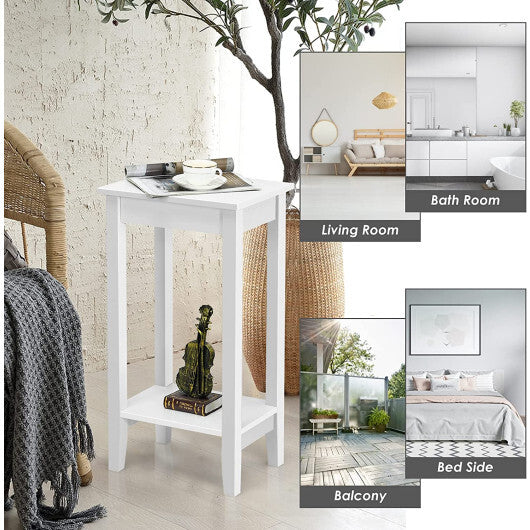 Set of 2 Versatile 2-Tier End Table with Storage Shelf-Black LuxuryLifeWay Online Store