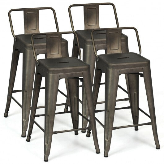 24 Inch Set of 4 Cafe Side Chairs with Rubber Feet and Removable Backs-Gun LuxuryLifeWay Online Store