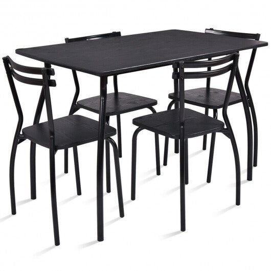 5 Pieces Dining Table Set with 4 Chairs and Backrests
