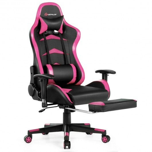 Massage Gaming Chair with Footrest-Pink LuxuryLifeWay Online Store