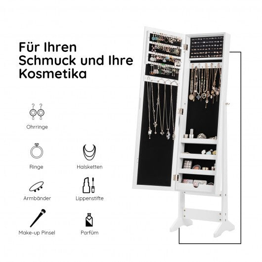Mirrored Standing Jewelry Cabinet Storage Box-Black LuxuryLifeWay Online Store