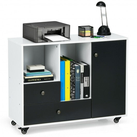 Lateral Mobile Filing Cabinet with 2 Drawers-Black LuxuryLifeWay Online Store