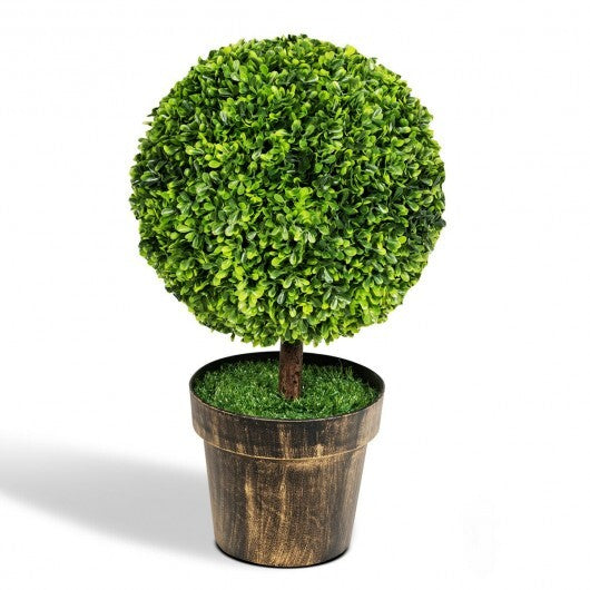 2 Pieces 24 Inch Artificial Boxwood Topiary Ball Tree for House and Office - Color: Green - Size: 24 inches LuxuryLifeWay Online Store