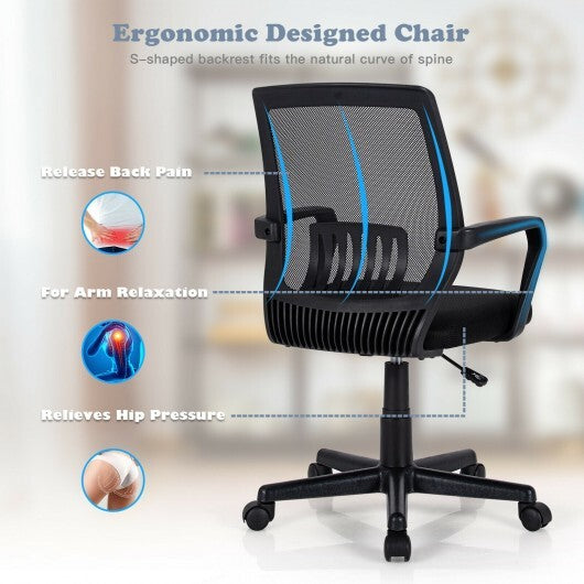 Mid-Back Mesh Height Adjustable Executive Chair with Lumbar Support - Color: Black LuxuryLifeWay Online Store