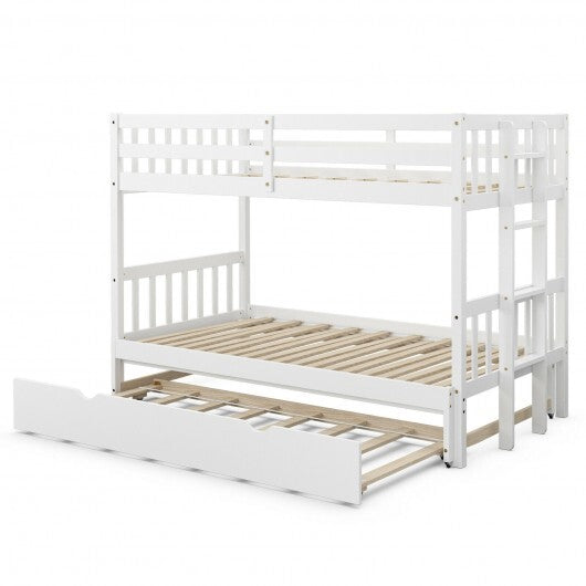 Twin Pull-Out Bunk Bed with Trundle Wooden Ladder-Espresso LuxuryLifeWay Online Store