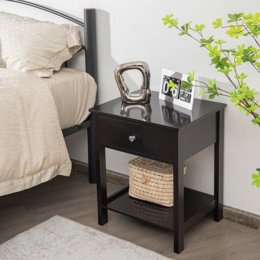 Wooden Storage Shelf with Drawer for Bedroom and Living Room-Black - Color: Black LuxuryLifeWay Online Store
