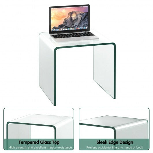 18 x 18 x 16 Inch Tempered Waterfall End Table with non-Slip Pad LuxuryLifeWay Online Store