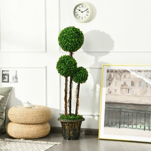 4 Feet Artificial UV Resistant Topiary Triple Ball Tree Plant LuxuryLifeWay Online Store