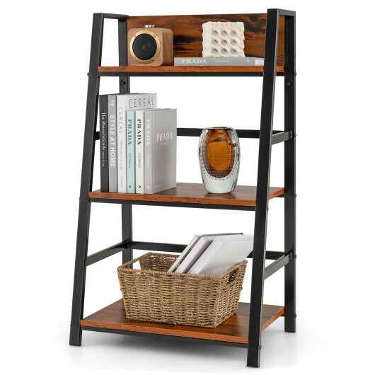 3-Tier Ladder Industrial Bookshelf with Metal Frame LuxuryLifeWay Online Store