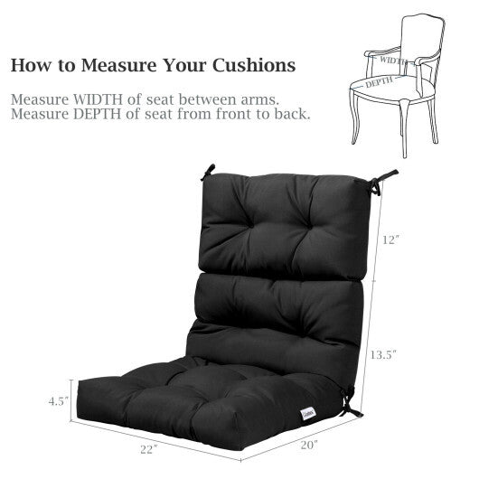 22 x 44 Inch Tufted Outdoor Patio Chair Seating Pad-Black - Color: Black LuxuryLifeWay Online Store