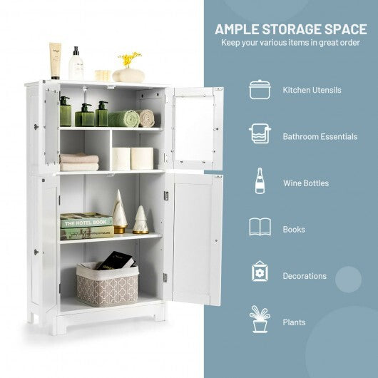 Bathroom Floor Storage Locker Kitchen Cabinet with Doors and Adjustable Shelf-White LuxuryLifeWay Online Store