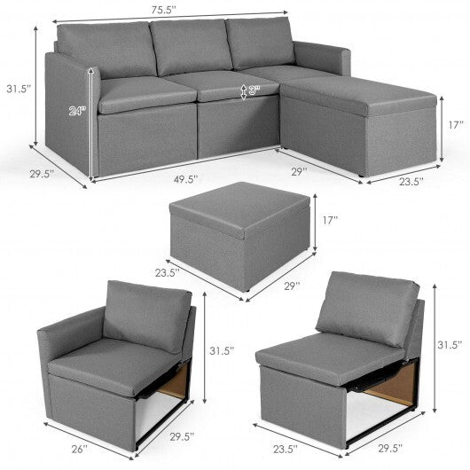 Convertible L-Shaped Sectional Sofa Couch with Reversible Chaise-Green LuxuryLifeWay Online Store
