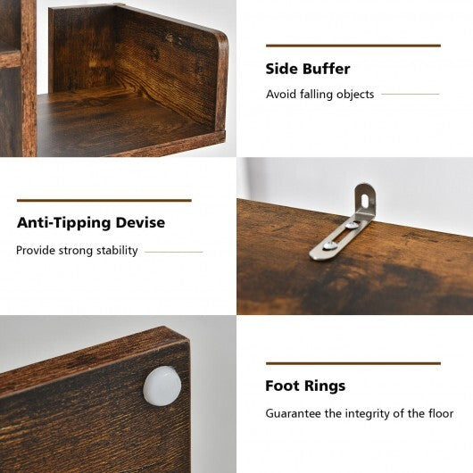 Tree-Shaped Bookshelf with 13 Compartments for Home Office-Rustic Brown LuxuryLifeWay Online Store