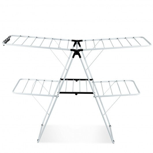 2-Tier Foldable Clothes Drying Rack with Adjustable Gullwing LuxuryLifeWay Online Store
