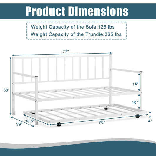 Twin Size Daybed and Trundle Frame Set Trundle Bedframe-Black LuxuryLifeWay Online Store