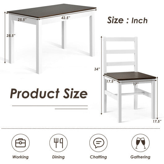 5 Pieces Solid Wood Compact Kitchen Dining Set-Walnut