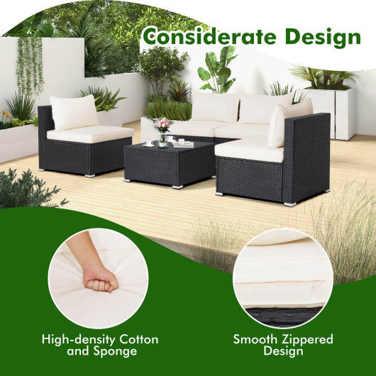 5 Pieces Outdoor Patio Furniture Set with Cushions and Coffee Table LuxuryLifeWay Online Store