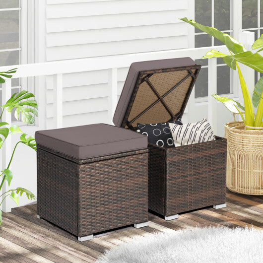 2 Pieces Patio Ottoman with Removable Cushions-Gray - Color: Gray LuxuryLifeWay Online Store