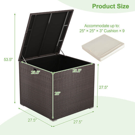 72 Gallon Rattan Outdoor Storage Box with Zippered Liner and Solid Pneumatic Rod LuxuryLifeWay Online Store