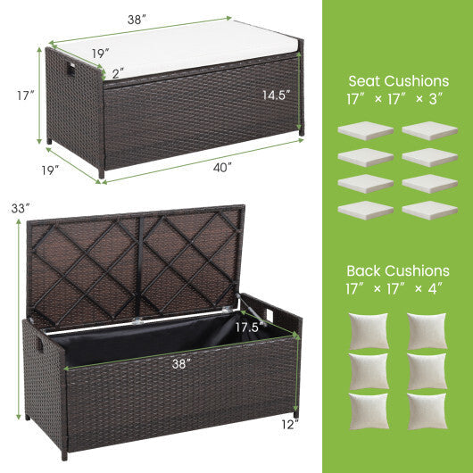 34 Gallon Patio Storage Bench with Seat Cushion and Zippered Liner LuxuryLifeWay Online Store