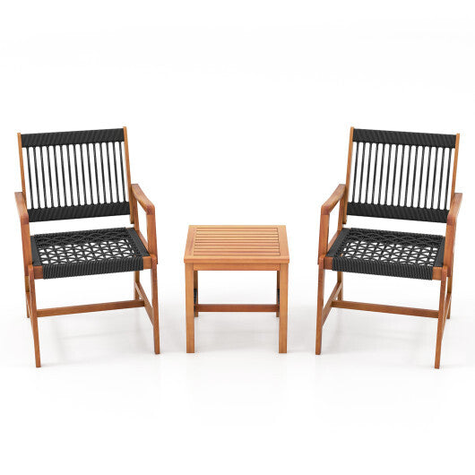 3 Pieces Acacia Wood Patio Furniture Set with Armchairs Coffee Table LuxuryLifeWay Online Store