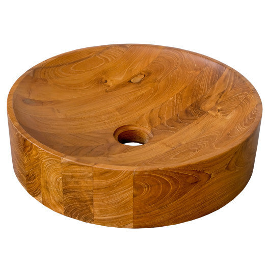 16 Inch Teak Wood Washbasin with Smooth Finish and Rounded Corners LuxuryLifeWay Online Store