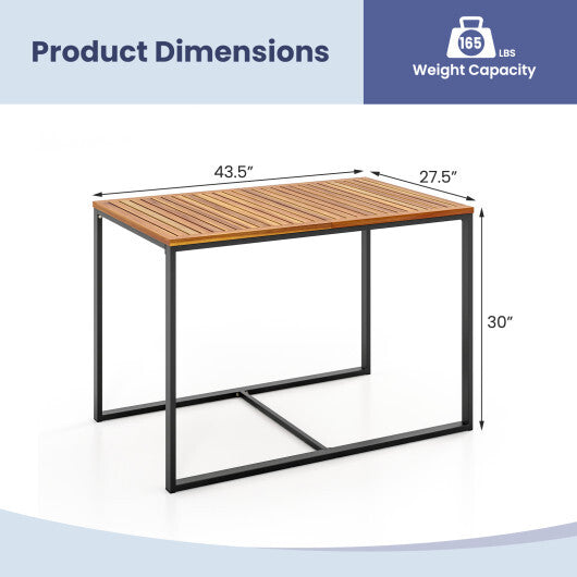 Acacia Wood Patio Dining Table with Metal Frame-Navy LuxuryLifeWay Online Store