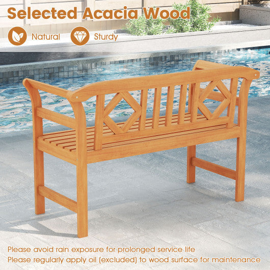 Acacia Wood 2-Person Patio Loveseat with Backrest and Armrests for Porch LuxuryLifeWay Online Store