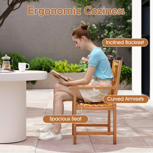 5-Piece Square Patio Dining Set for 4 with Acacia Table & Armchairs for Outdoor LuxuryLifeWay Online Store