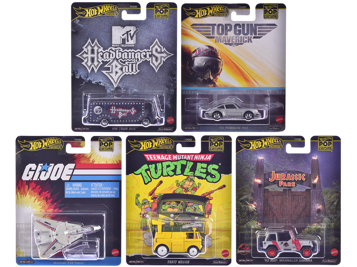 "Pop Culture 2025" 5 piece Set K "Premium Series" Diecast Model Cars by Hot Wheels LuxuryLifeWay Online Store