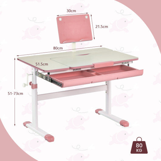 Height-Adjustable Kids Desk with Tilt Desktop and Book Stand-Blue LuxuryLifeWay Online Store