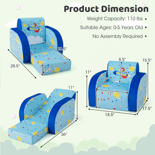 3 in 1 Convertible Flip Open Kids Sofa for Nap Play Sleep LuxuryLifeWay Online Store