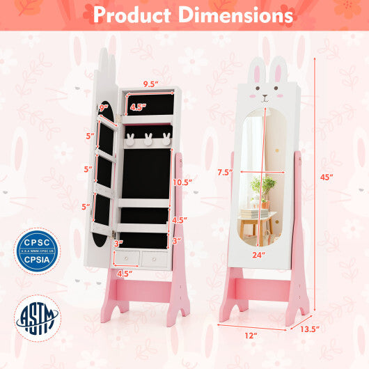Kids Jewelry Armoire Cabinet with 2 Tilt Angles and Large Capacity-Pink LuxuryLifeWay Online Store