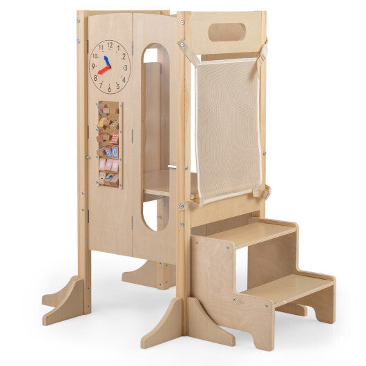 Foldable Toddler Tower with 2-Step Stool and Safety Net for 3+ Years Old LuxuryLifeWay Online Store