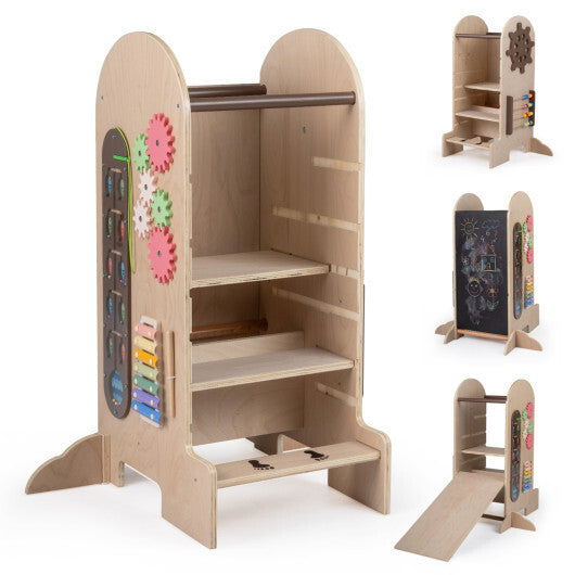 Toddler Standing Tower Kids Step Stool with Adjustable Height Chalkboard and Slide LuxuryLifeWay Online Store
